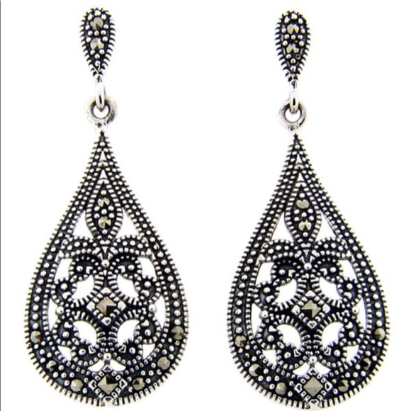 Dolce Giavonna sterling silver marcasite earrings - Picture 1 of 4